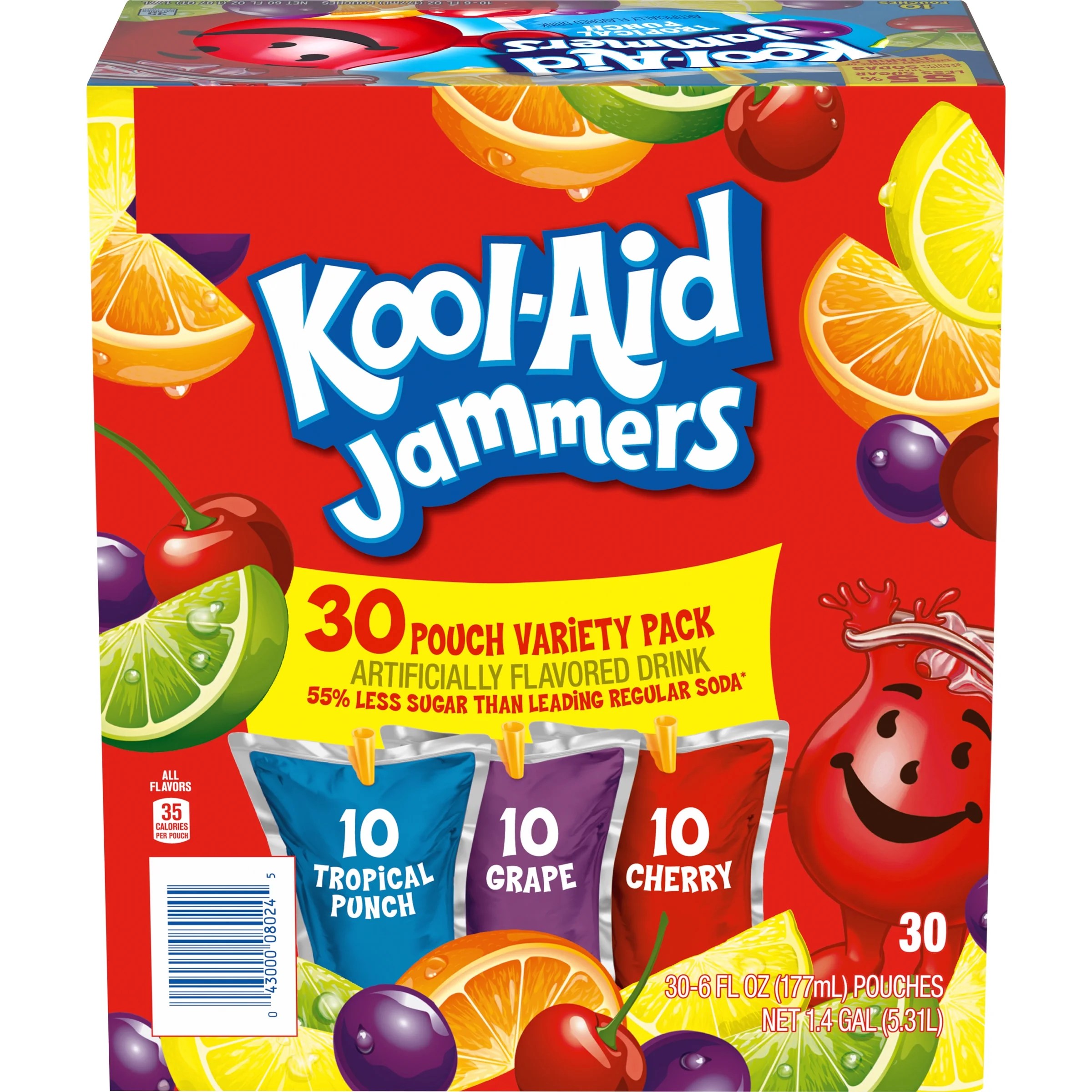 KoolAid Jammers Tropical Punch, Grape & Cherry Artificially Flavored
