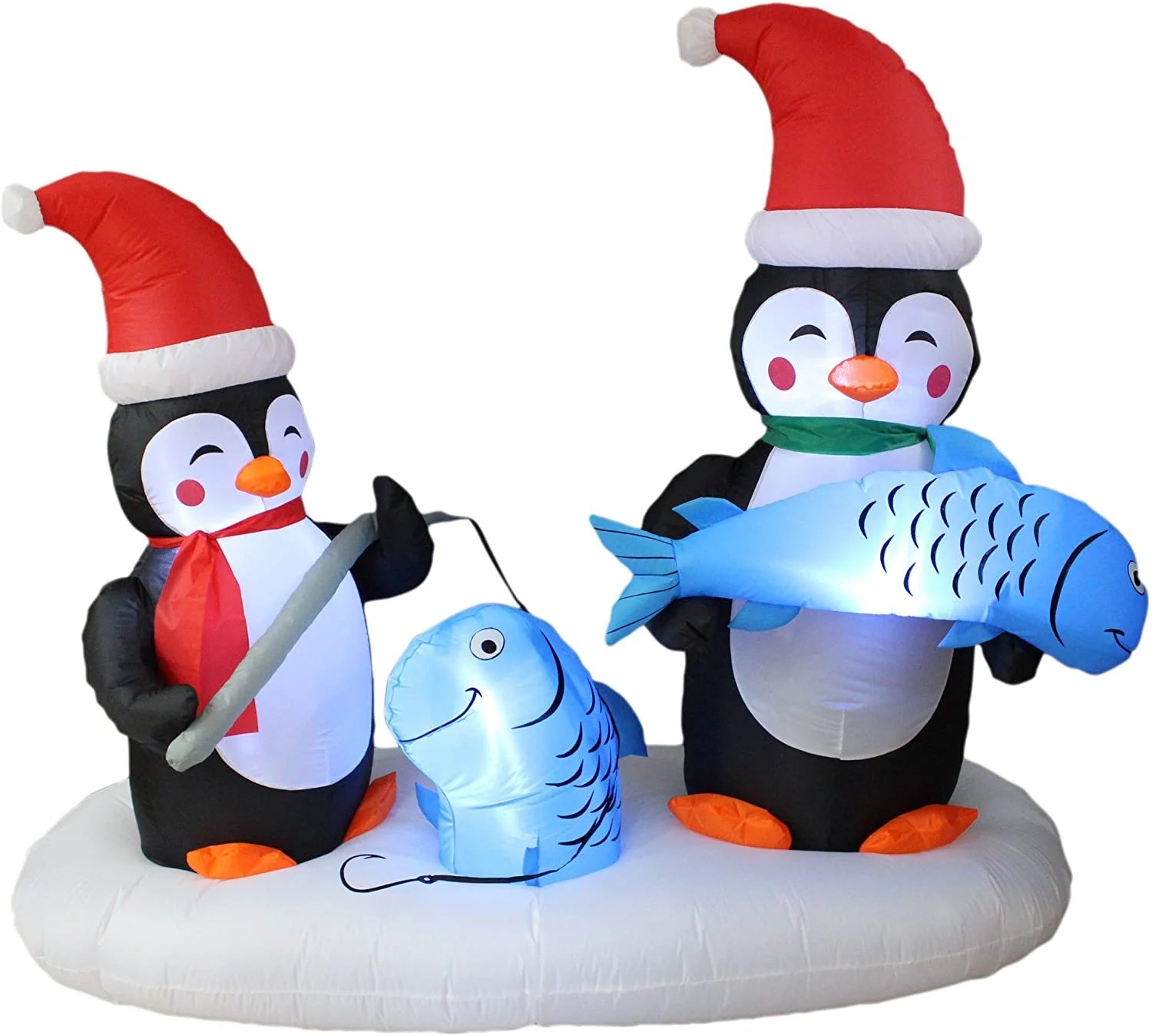 BZB Goods 6 Foot Long Lighted Christmas Inflatable Two Penguins Happy