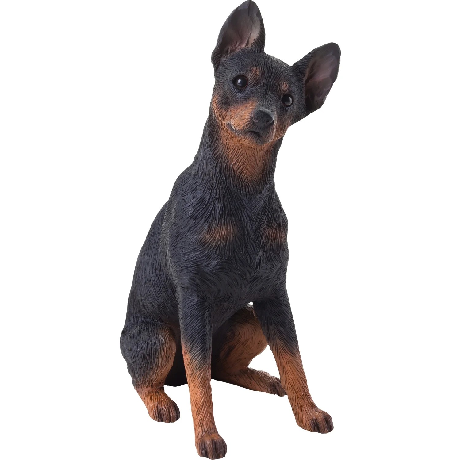 Sandicast "Mid Size" Sitting Black Miniature Pinscher Dog Sculpture