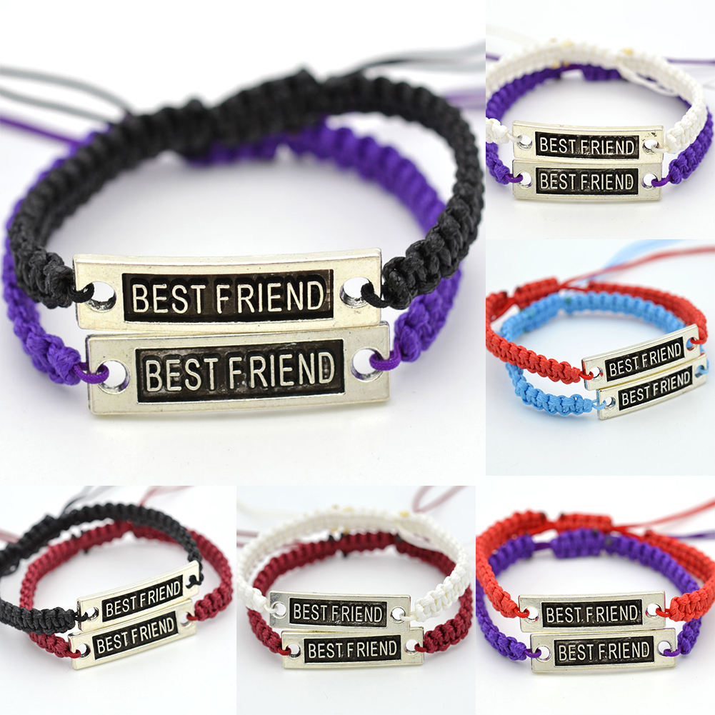 Visland 2 Pcs Fashion Men Women Craft Best Friend Print Bracelet DIY