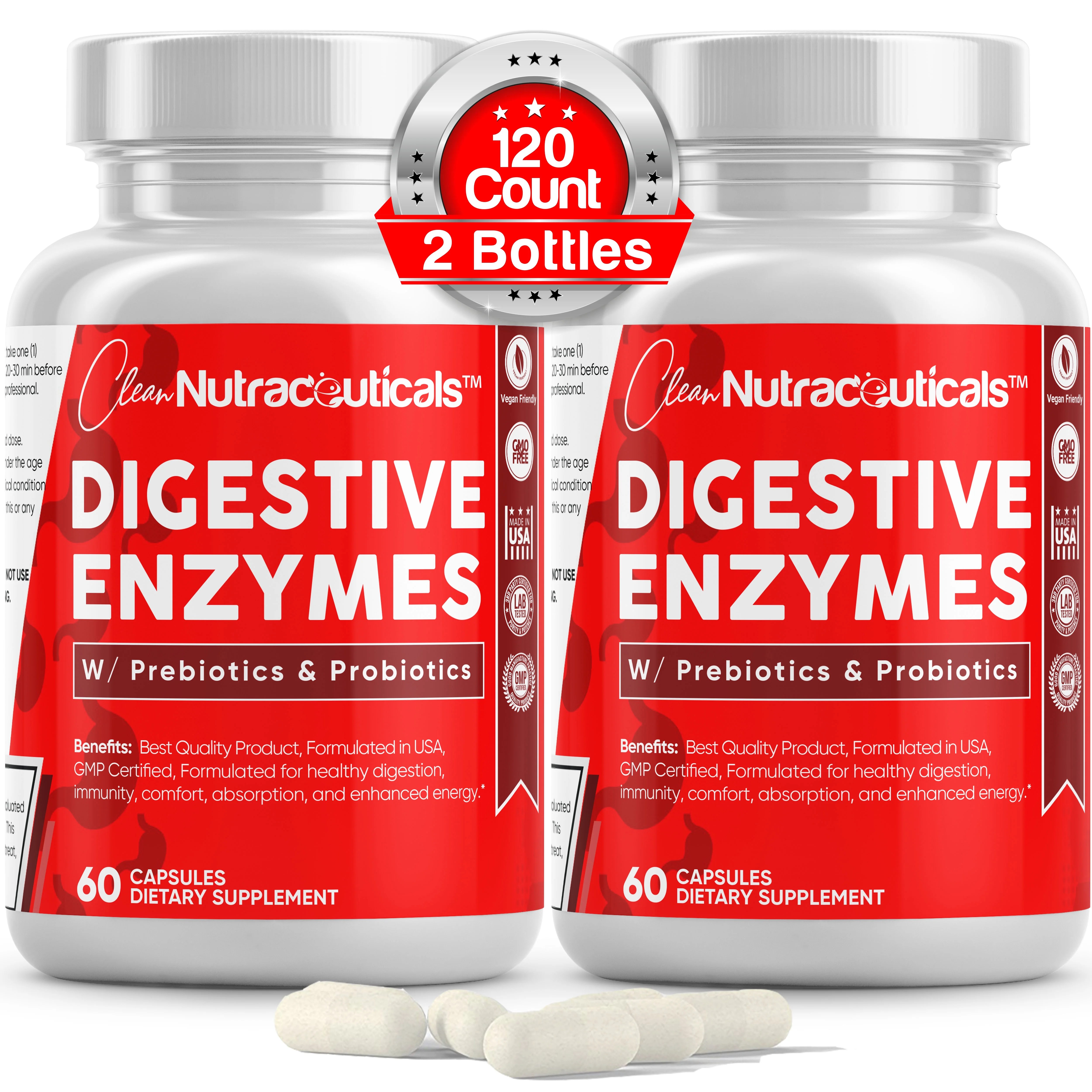 Digestive Enzymes with Prebiotics & Probiotics Supplement Natural Support for Better Digestion