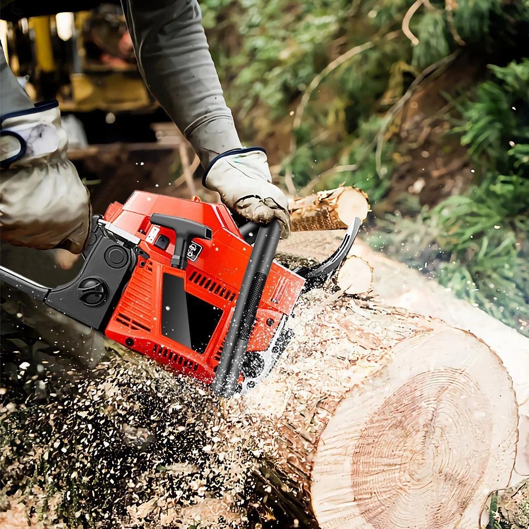 Elecmall Petrol Chainsaw Cutting Wood Gasoline Chainsaw 58cc 3.4HP, Saw