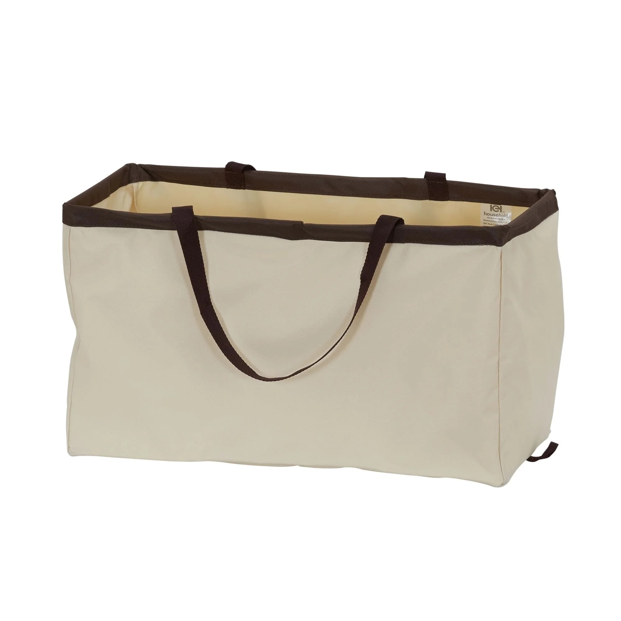 Krush Rectangle Utility Tote Bag, Natural with Brown Trim