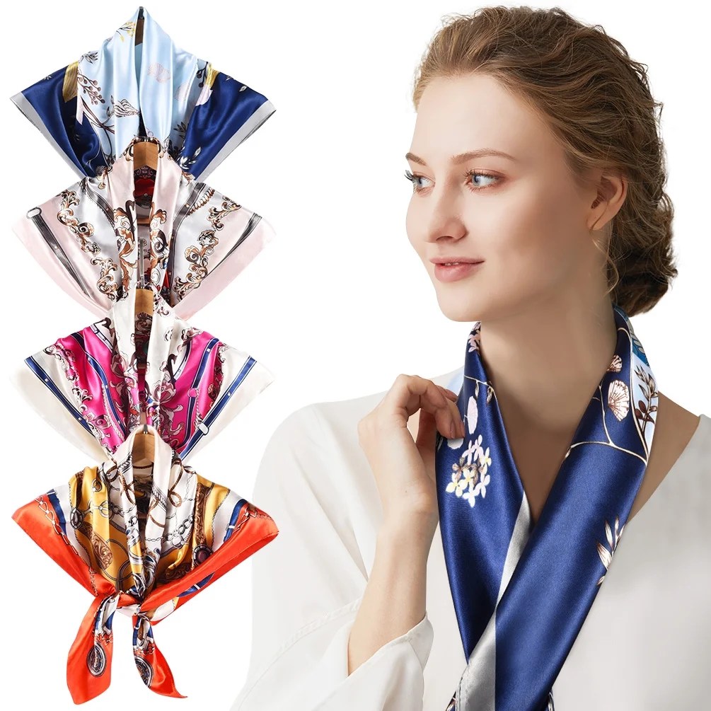 Vbiger Womens Satin Square Scarves Vbiger 4Pcs/Set Large 35 × 35