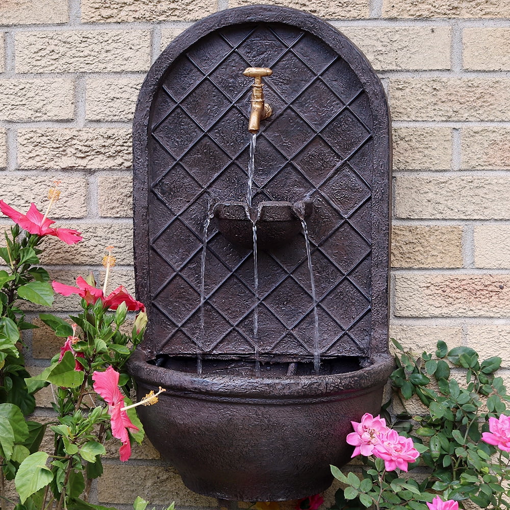 Sunnydaze Messina Solar Powered Outdoor Wall Mounted Water Fountain