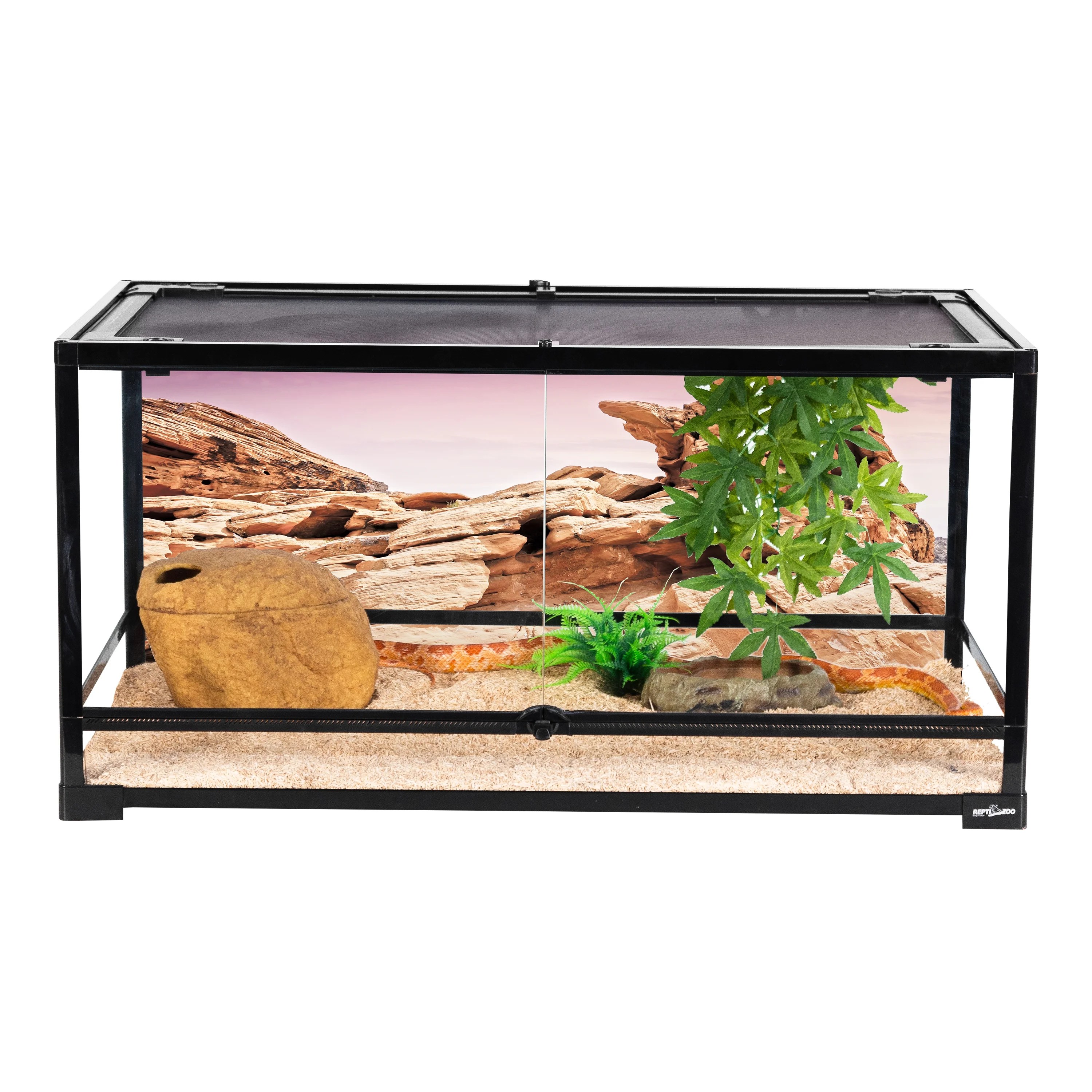 REPTI ZOO Glass Reptile Terrarium 50 Gallon, Front Opening Reptile