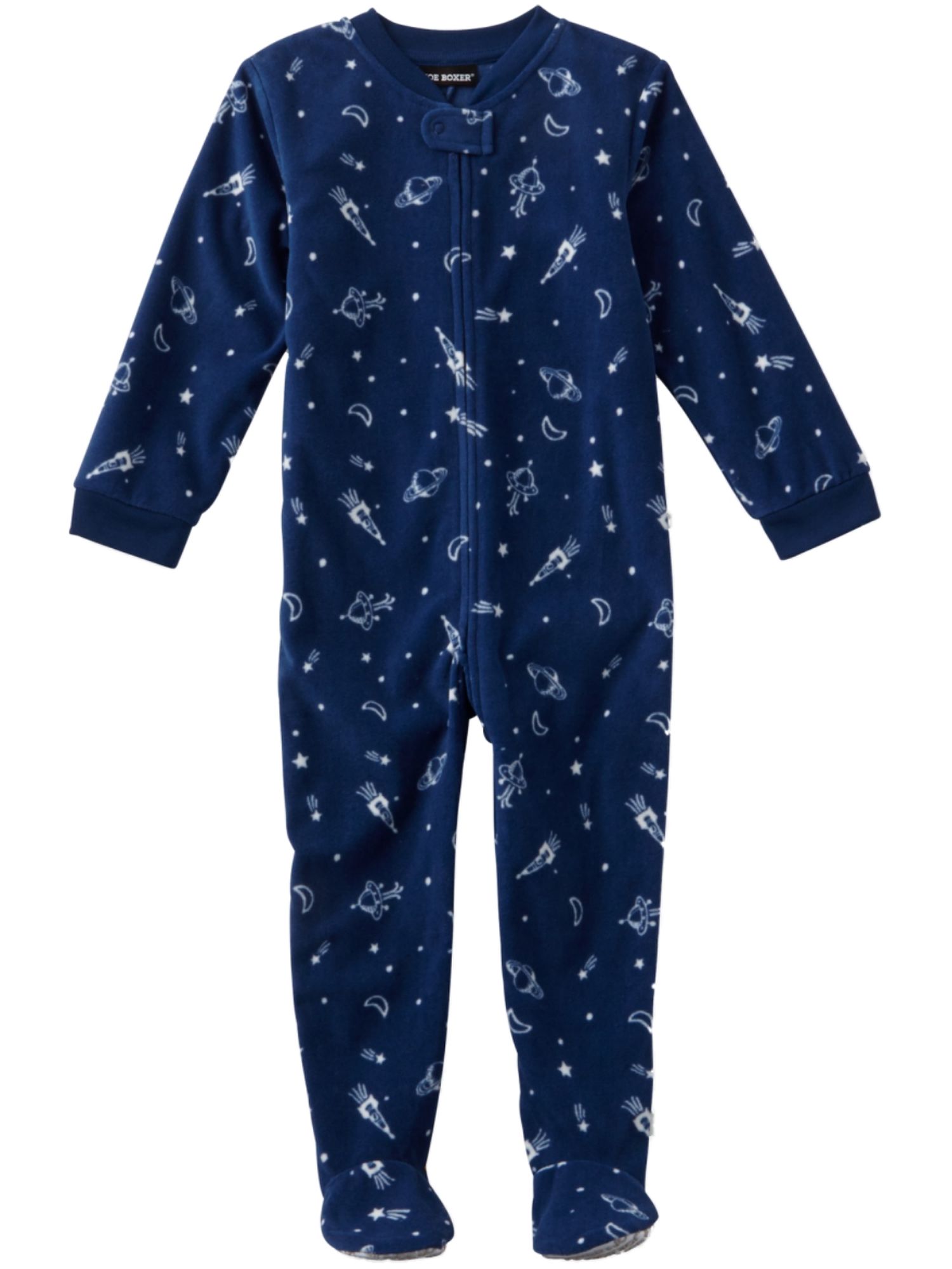 Boys Blue Fleece & Outer Space Themed Footie Sleeper Pajamas 4T