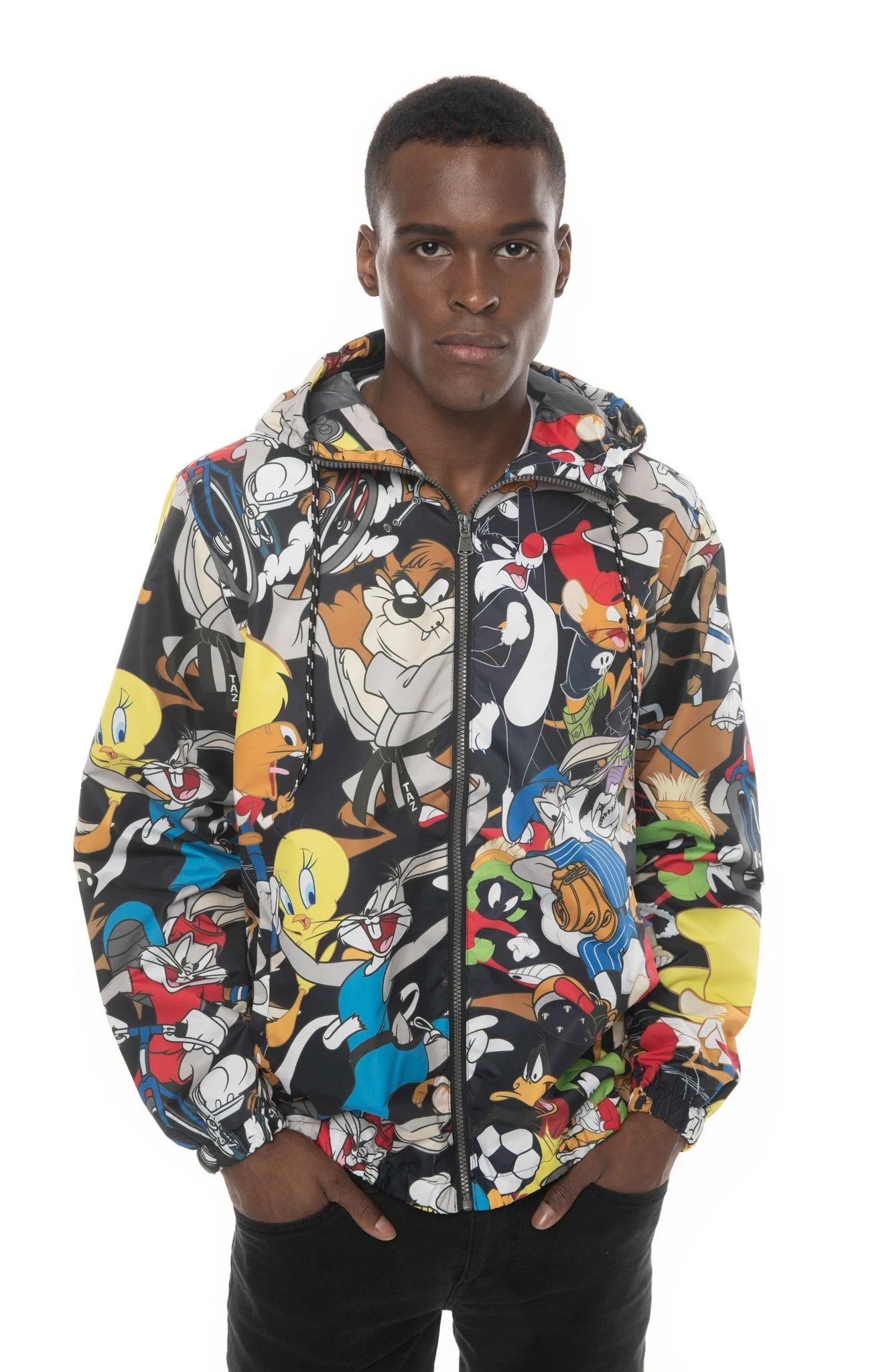 Members Only Official Mens Looney Tunes Collab Print Windbreaker