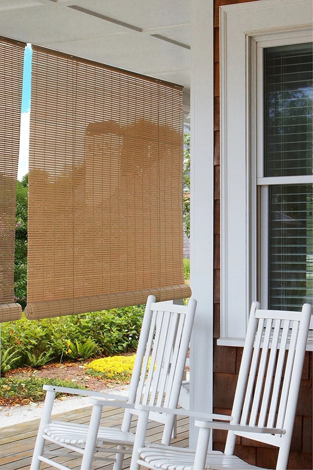 Radiance 0321246 Vinyl PVC Roll Up Blind, Woodgrain, 48 Inch Wide x 72