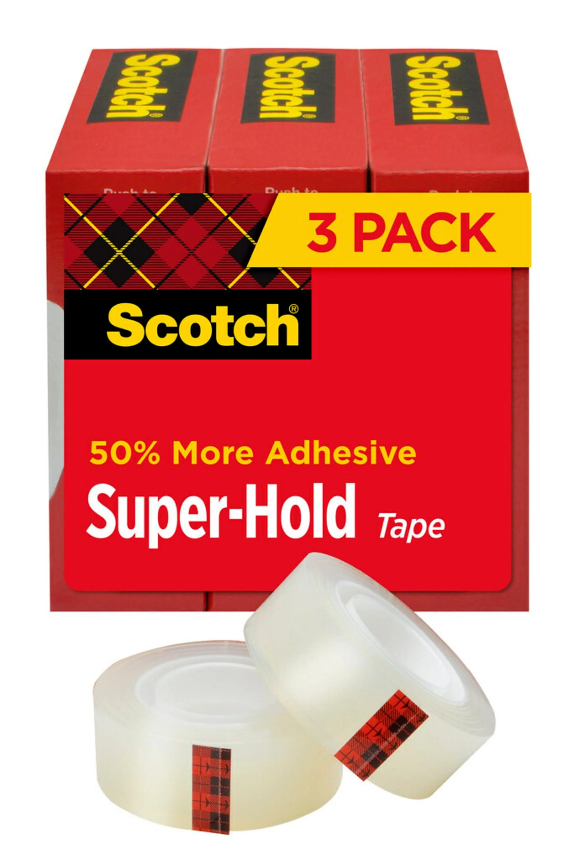 Scotch SuperHold Tape, Clear, 3/4 in. x 800 in. per Roll, 3 Rolls