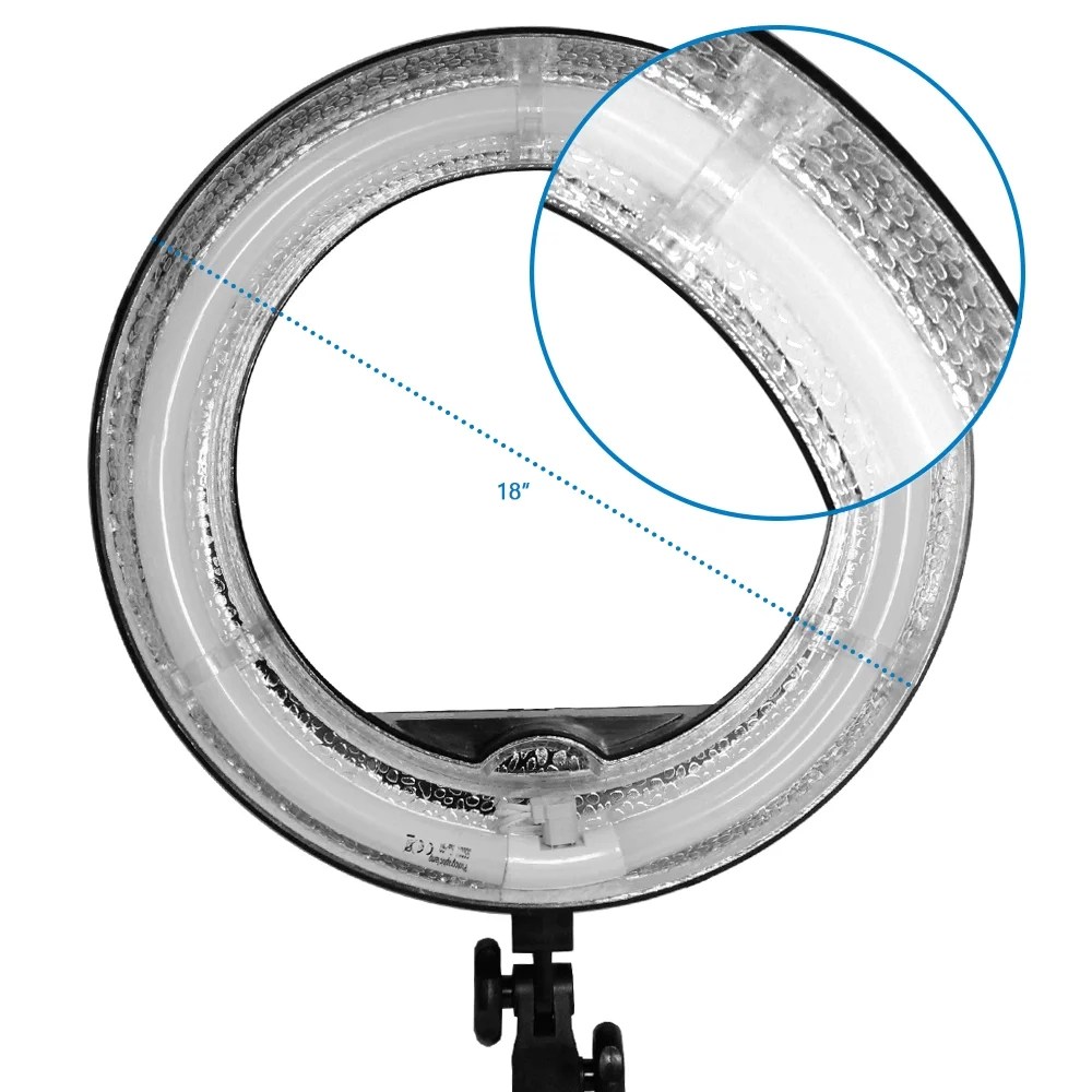 LimoStudio 18 inch Fluorescent Ring Light 5500K Dimmable with Cell