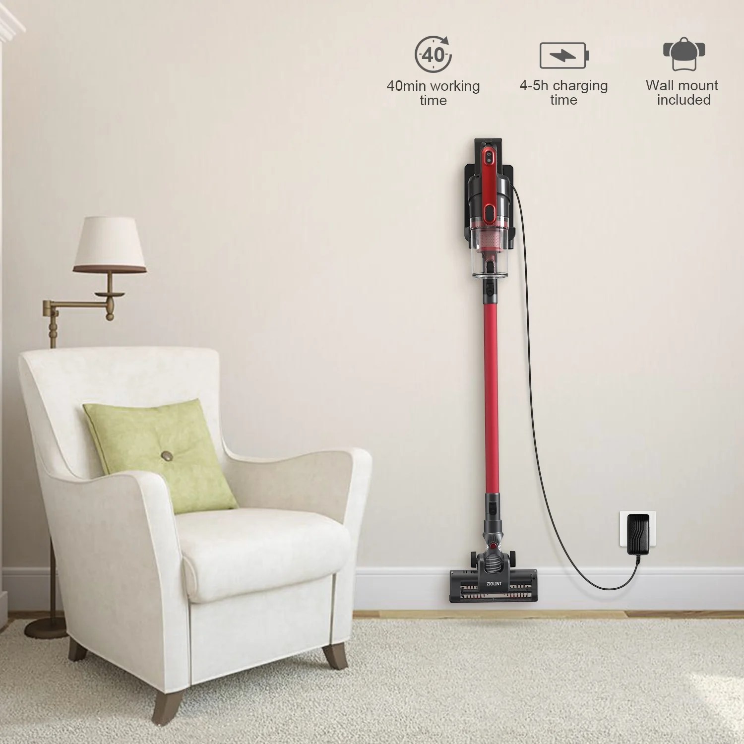 3 Attachments and Wall Mount 180° Rotatable Head Z5 Ultra Lightweight