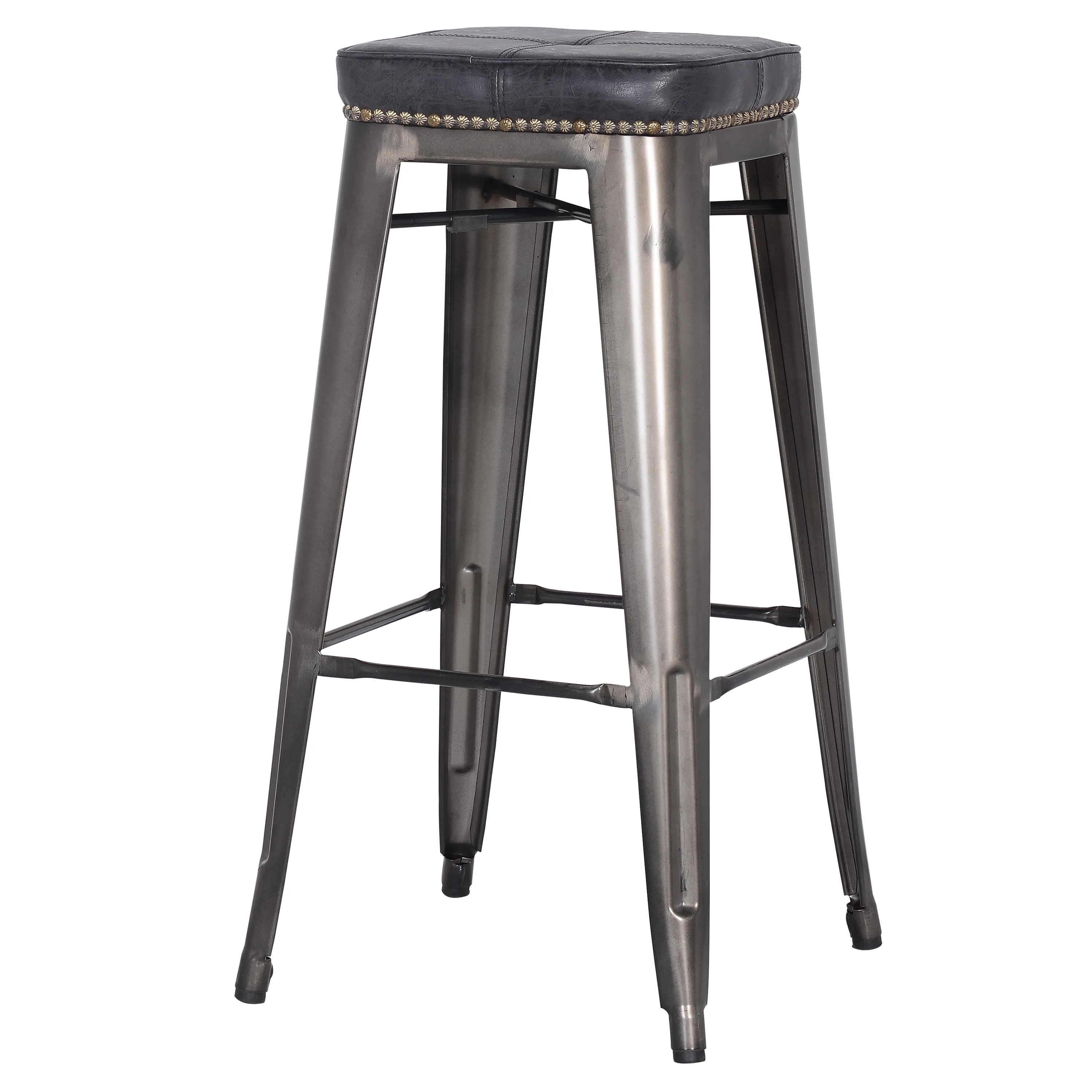 Metropolis Stackable Modern Metal Backless Counter Stool With Cushion