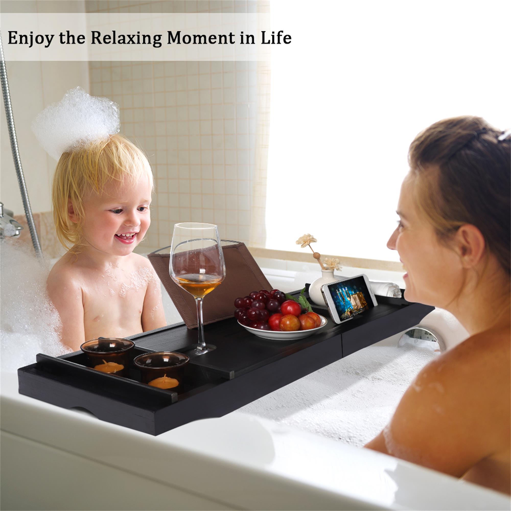 Bathtub Caddy Bath Tray Bamboo Luxury Shower Tray Bathroom Holders
