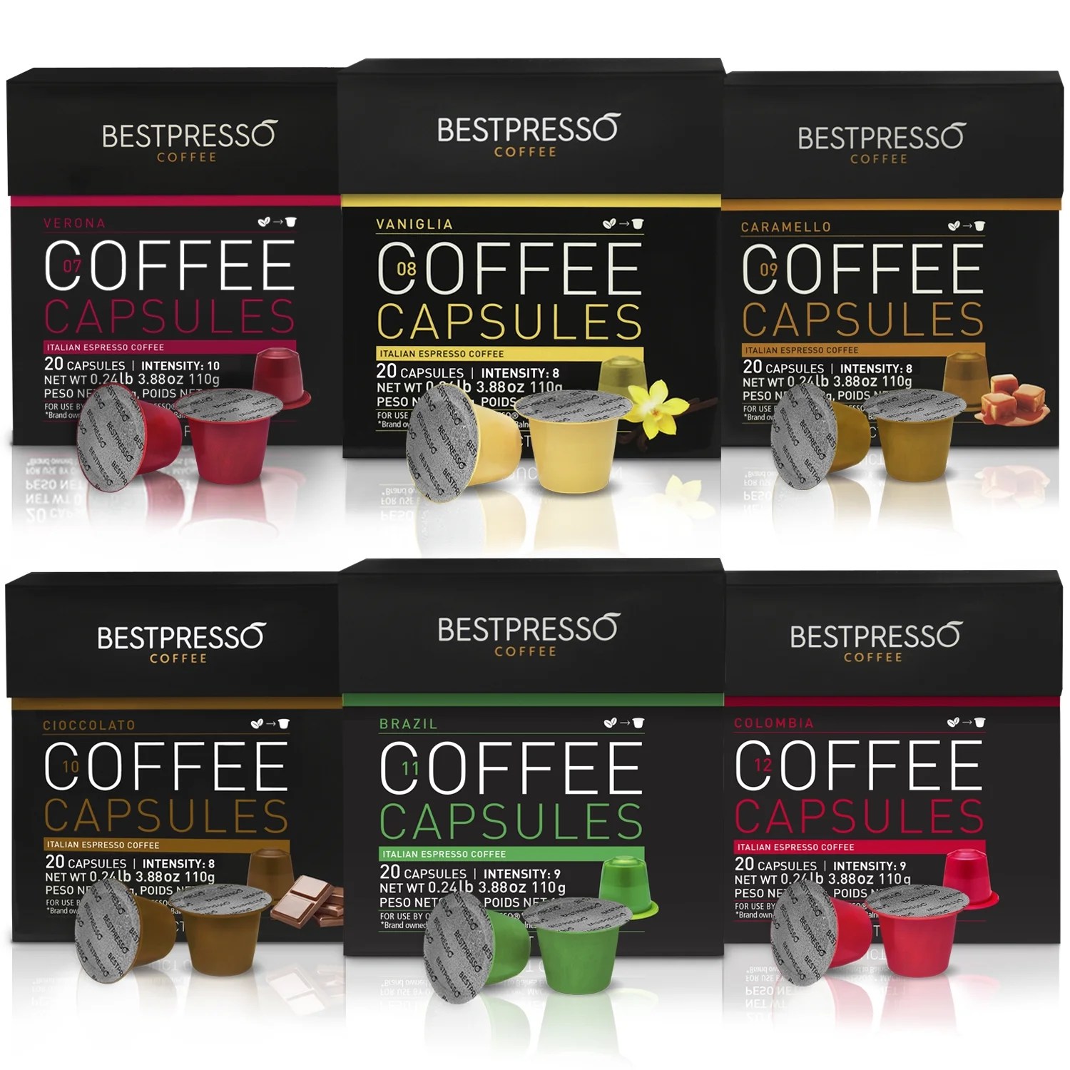 Bestpresso Premium Nespresso Coffee Pods, Mix Pack, 120 Count