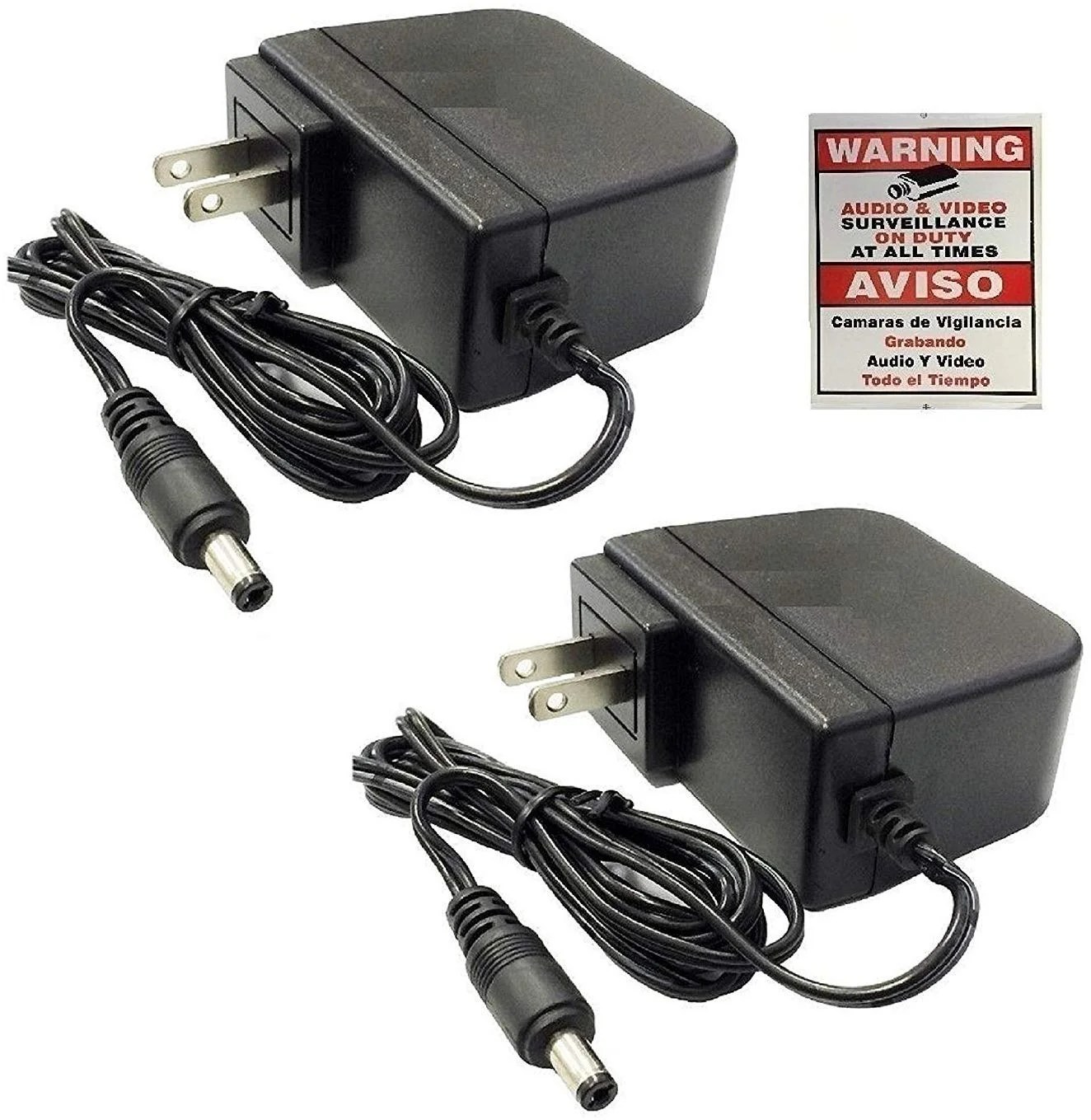 2 Pack 12V 2A 12 Volt DC 2 Amp Surveillance Camera Power Supply For
