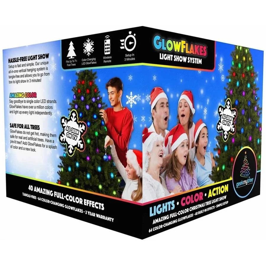 Geek My Tree Musical Light Show System 12 Strands 96 Glowflakes