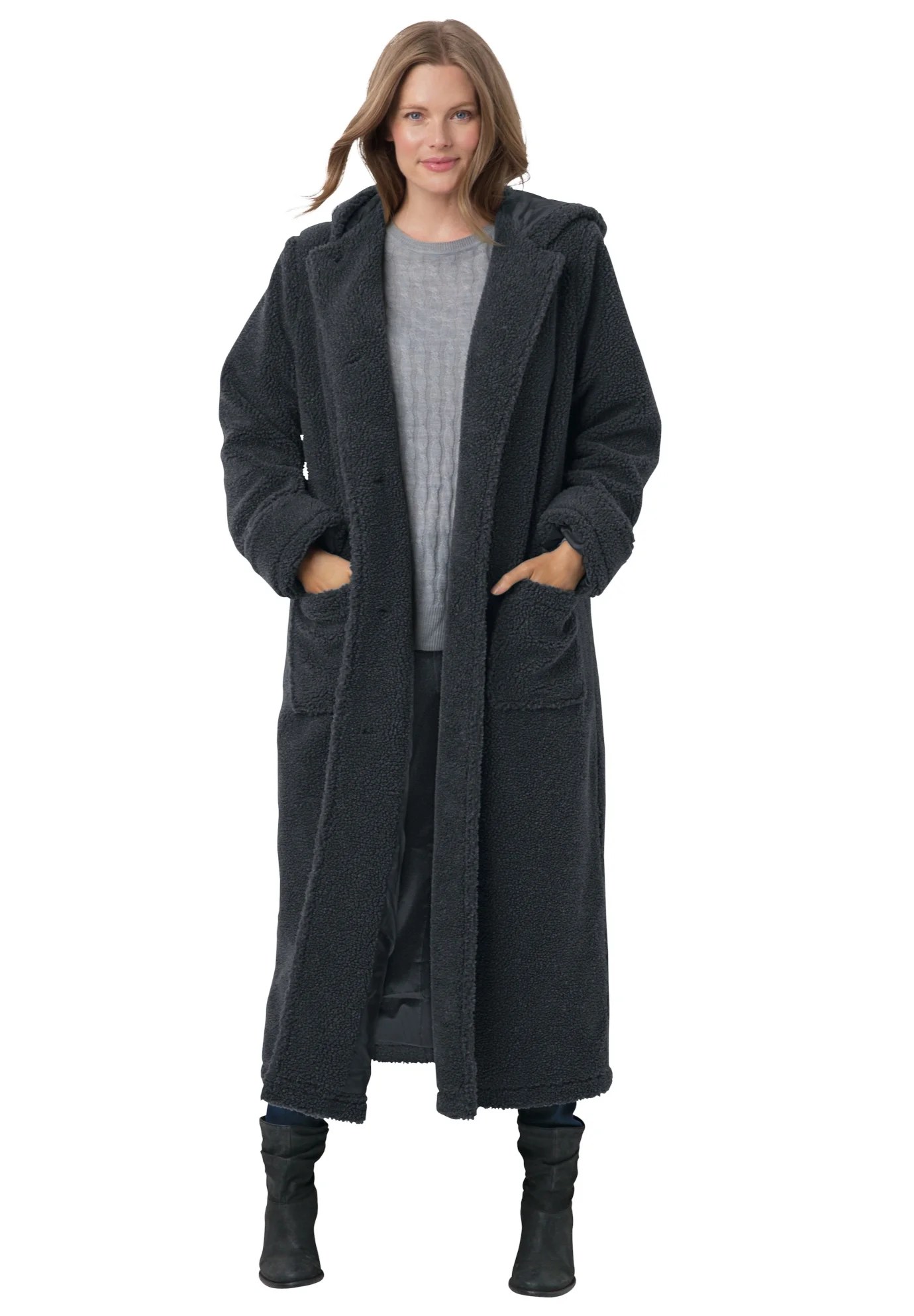 Woman Within Woman Within Women's Plus Size Long Hooded Berber Fleece