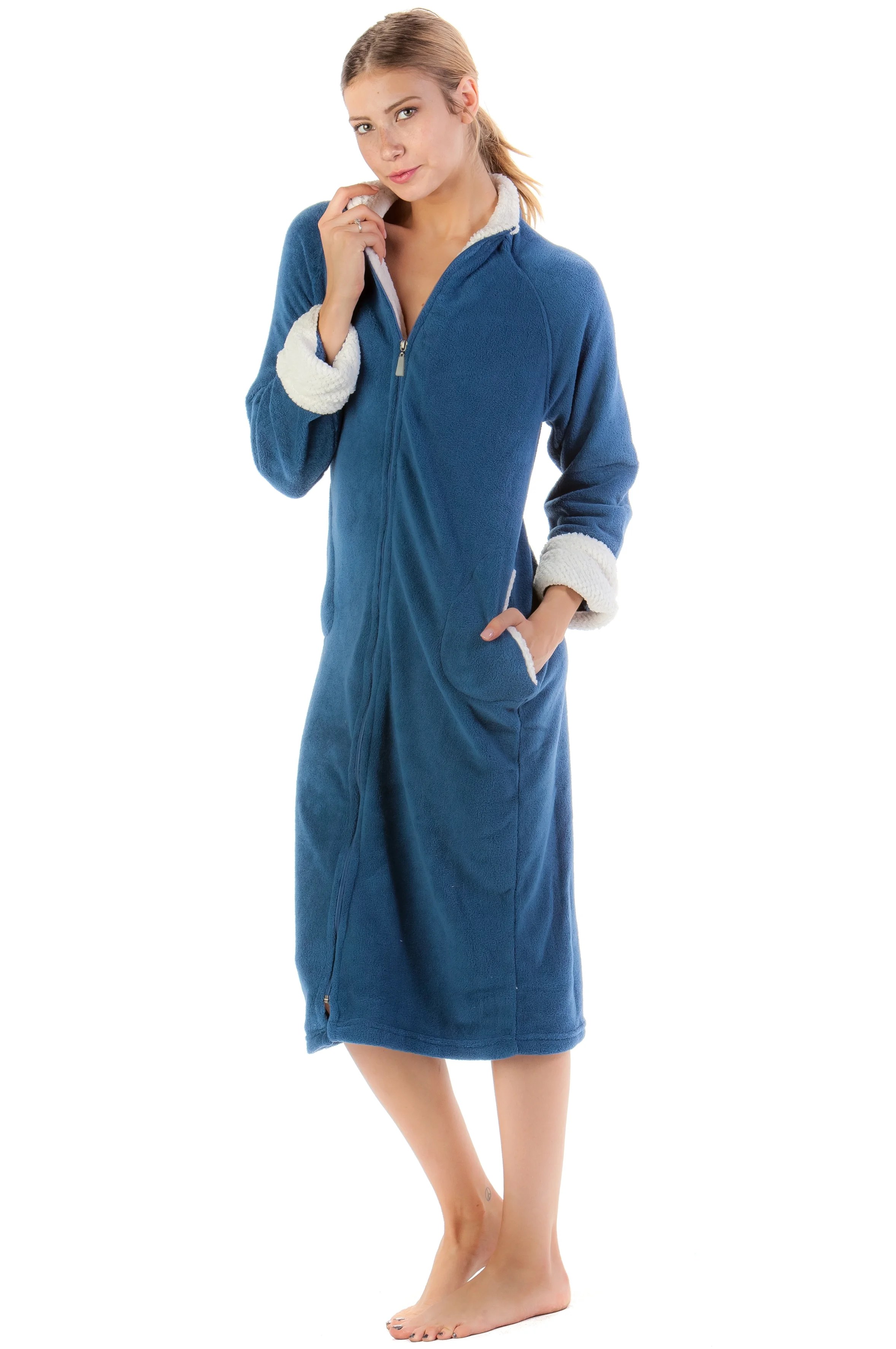 Casual Nights Women's Zip Front Plush Fleece Robe