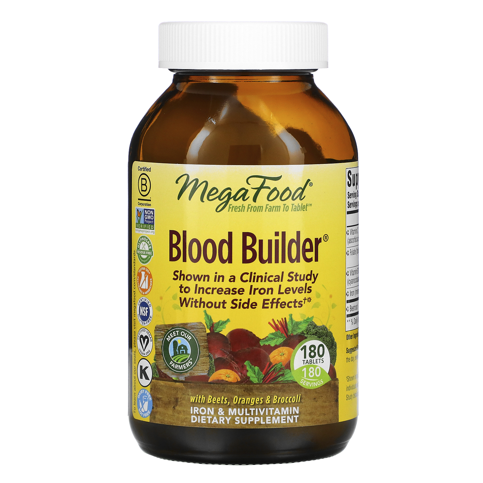 MegaFood Blood Builder for Increased Iron Levels 180 Tablets
