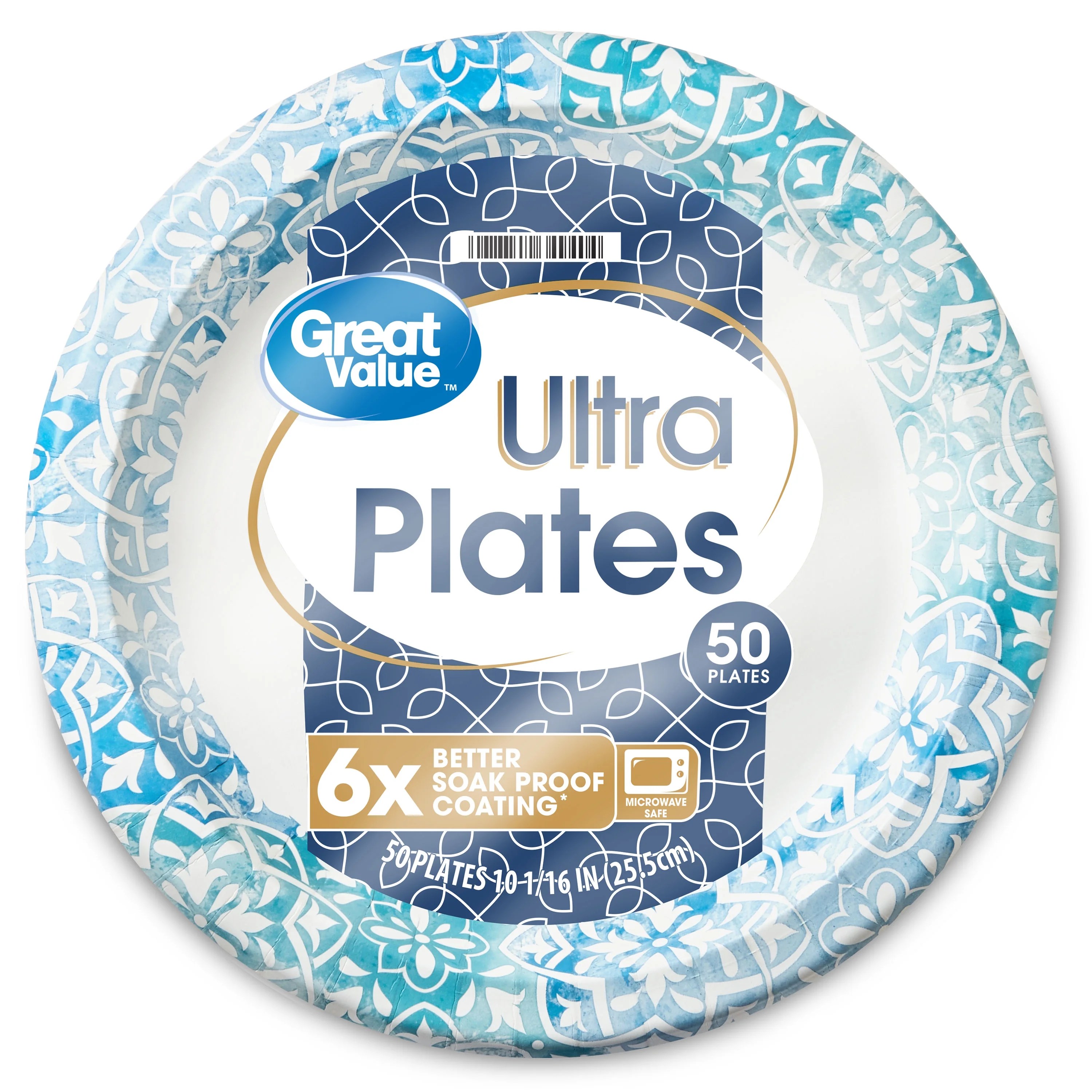 Great Value Ultra Paper Plates, 10 1/16", 50 Count