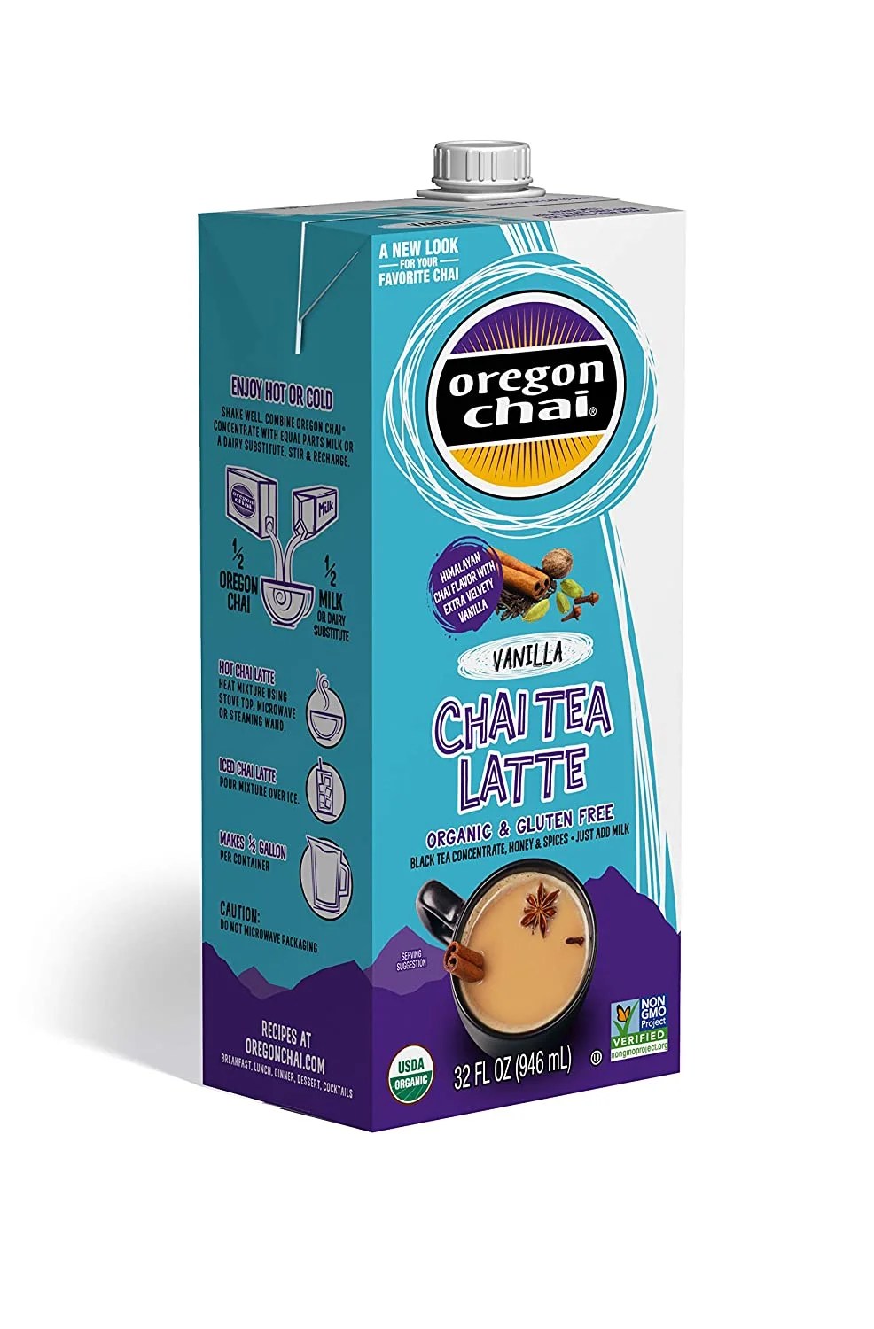 Oregon Chai Vanilla Chai Tea Latte Concentrate 32Ounce Boxes (Pack of