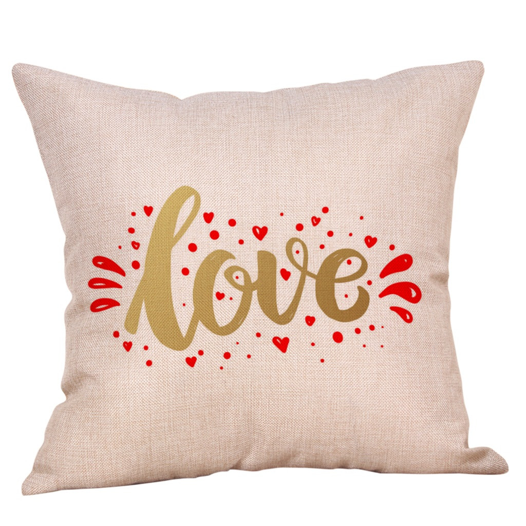 Happy Valentine's Day Throw Pillow Case Sweet Love Square Cushion Cover