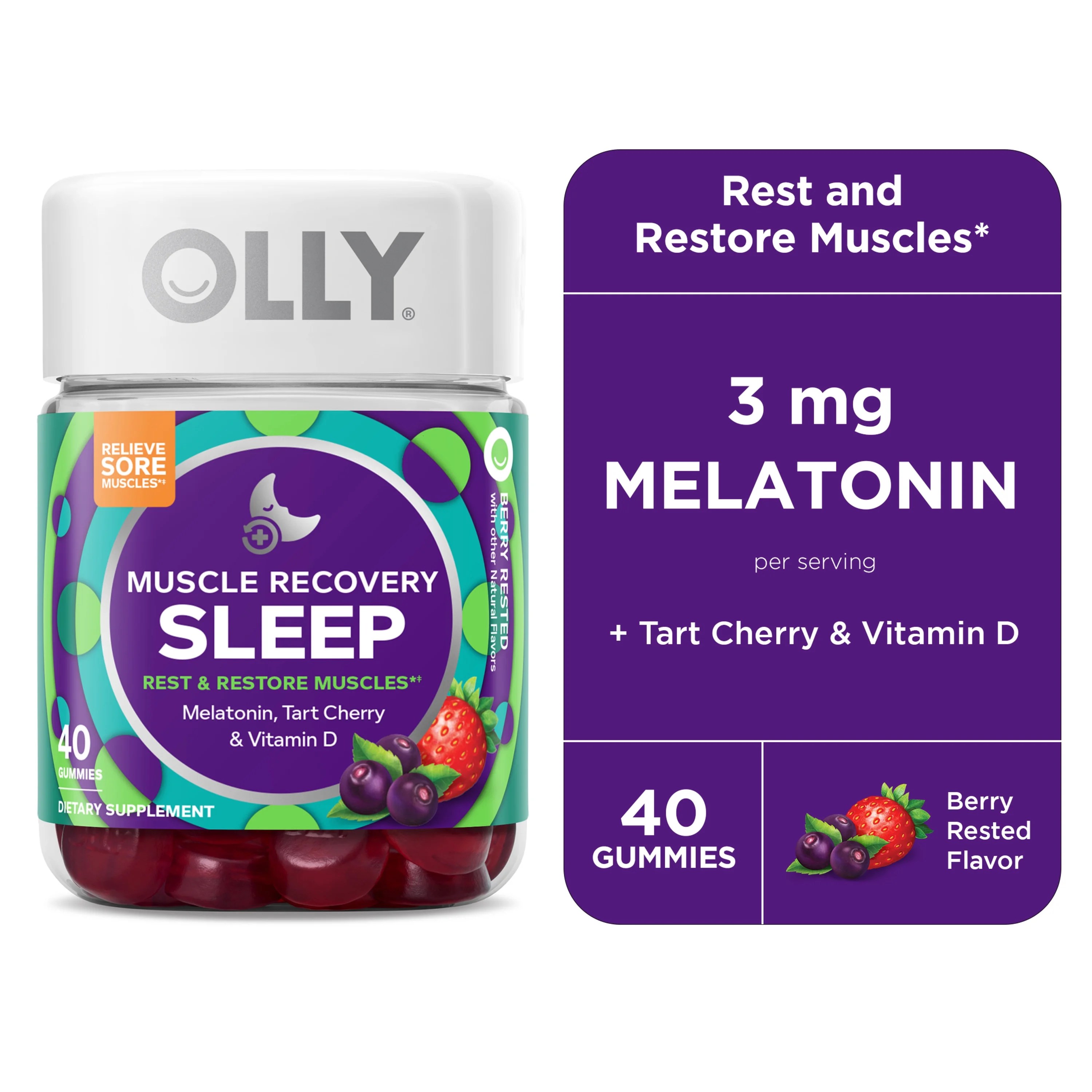 OLLY Muscle Recovery Sleep Gummies, Melatonin Sleep Aid Supplement