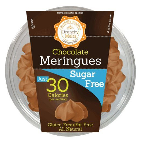 Krunchy Melts Sugar Free Chocolate Meringues Cookies 2 oz Tubs Single