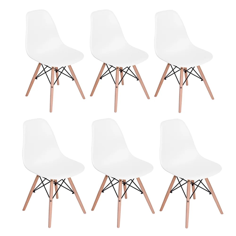 Dining Chairs Set of 6, Modern White Kitchen Chairs with Scandinavian