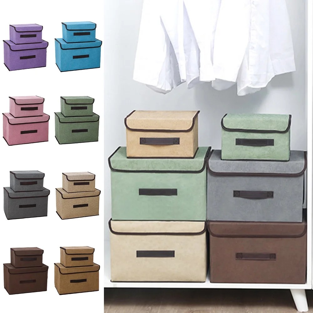 Yipa Collapsible Fabric Cube Storage Bins Small Large Home Organizer Boxes Baskets with Lids