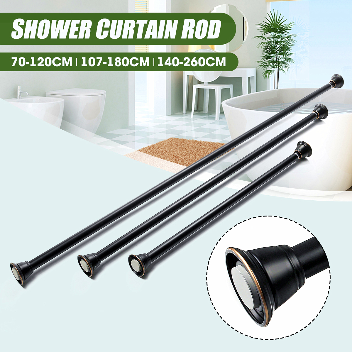 Adjustable Shower Curtain Tension Rod, EasyHang Stainless
