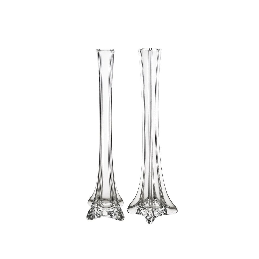 Mega Vases 1.25" x 12" Eiffel Tower Glass Vase Set of 1, Clear