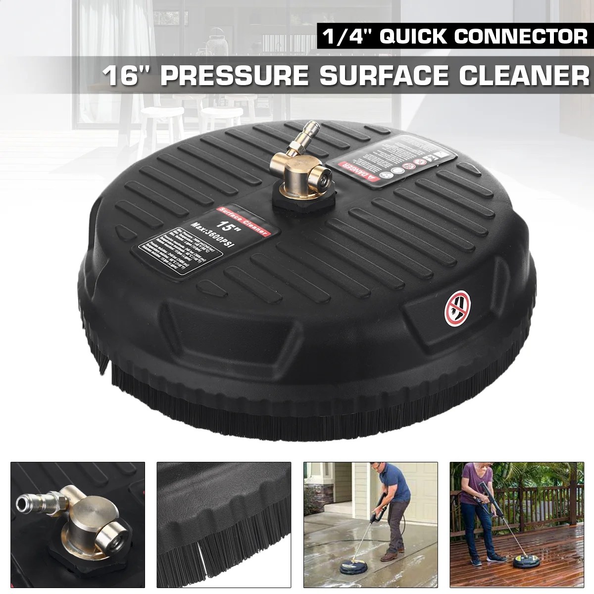15Inch Pressure Washer Surface Cleaner 1/4 Inch Quick Connector,1/4