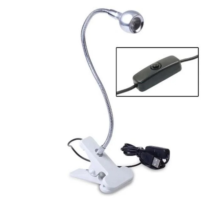 USB Flexible Neck Headboard Light Reading Book Desk Lamp with Clip