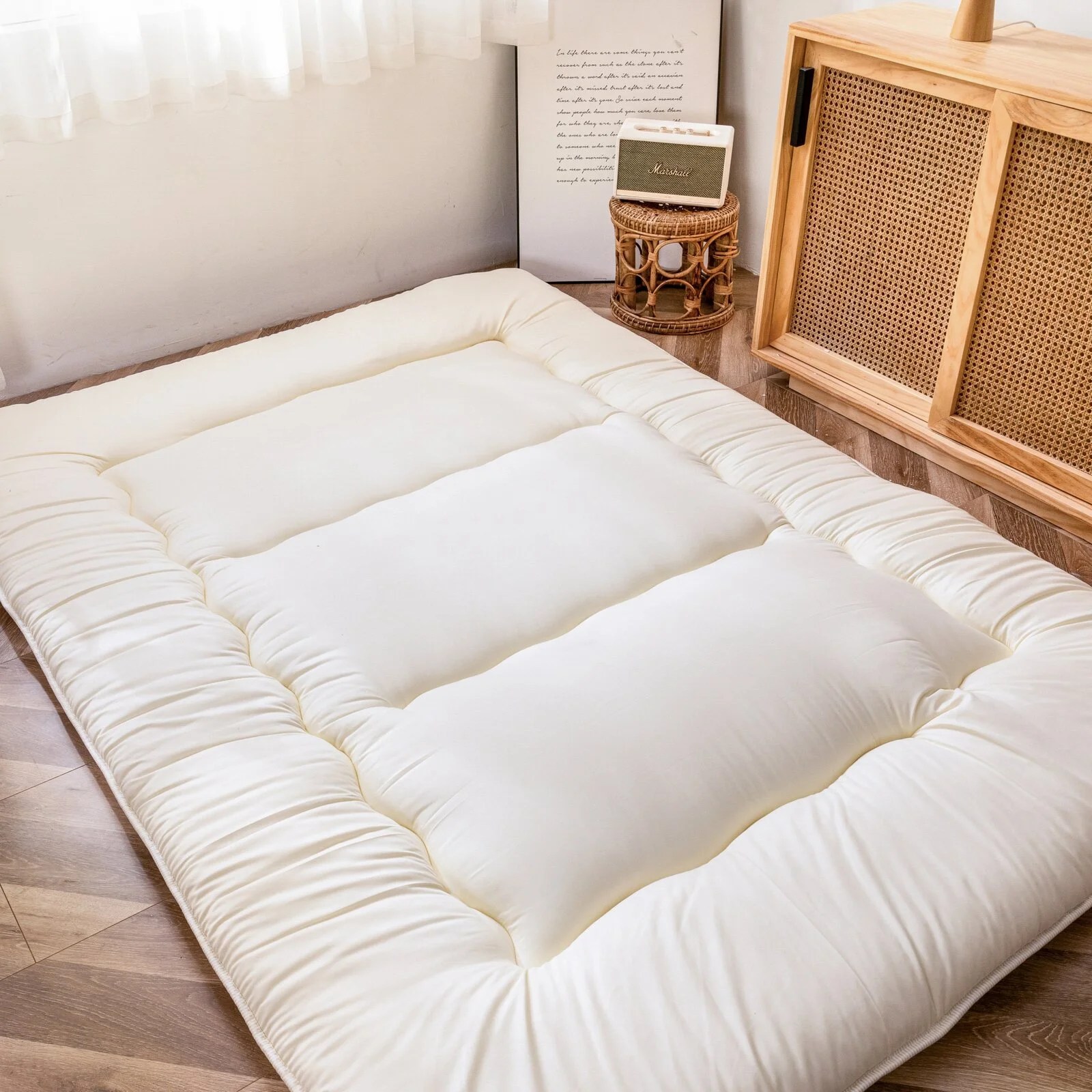 Japanese Floor Mattress Futon Mattress, Memory Foam Futon Roll Up Guest Mattress Queen Size