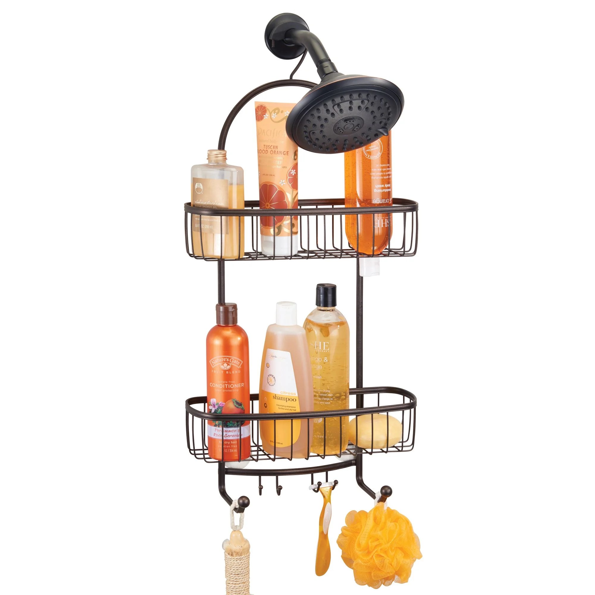 mDesign Metal XL Bathroom Tub & Shower Caddy, Hanging Storage Organizer