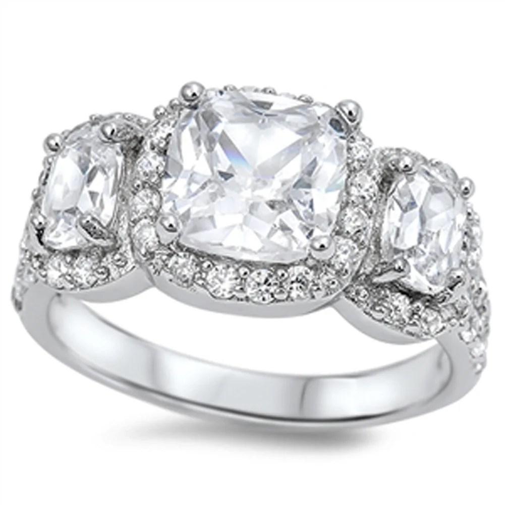 Sterling Silver Women's White CZ Wedding Ring ( Sizes 4 5 6 7 8 9 10 11