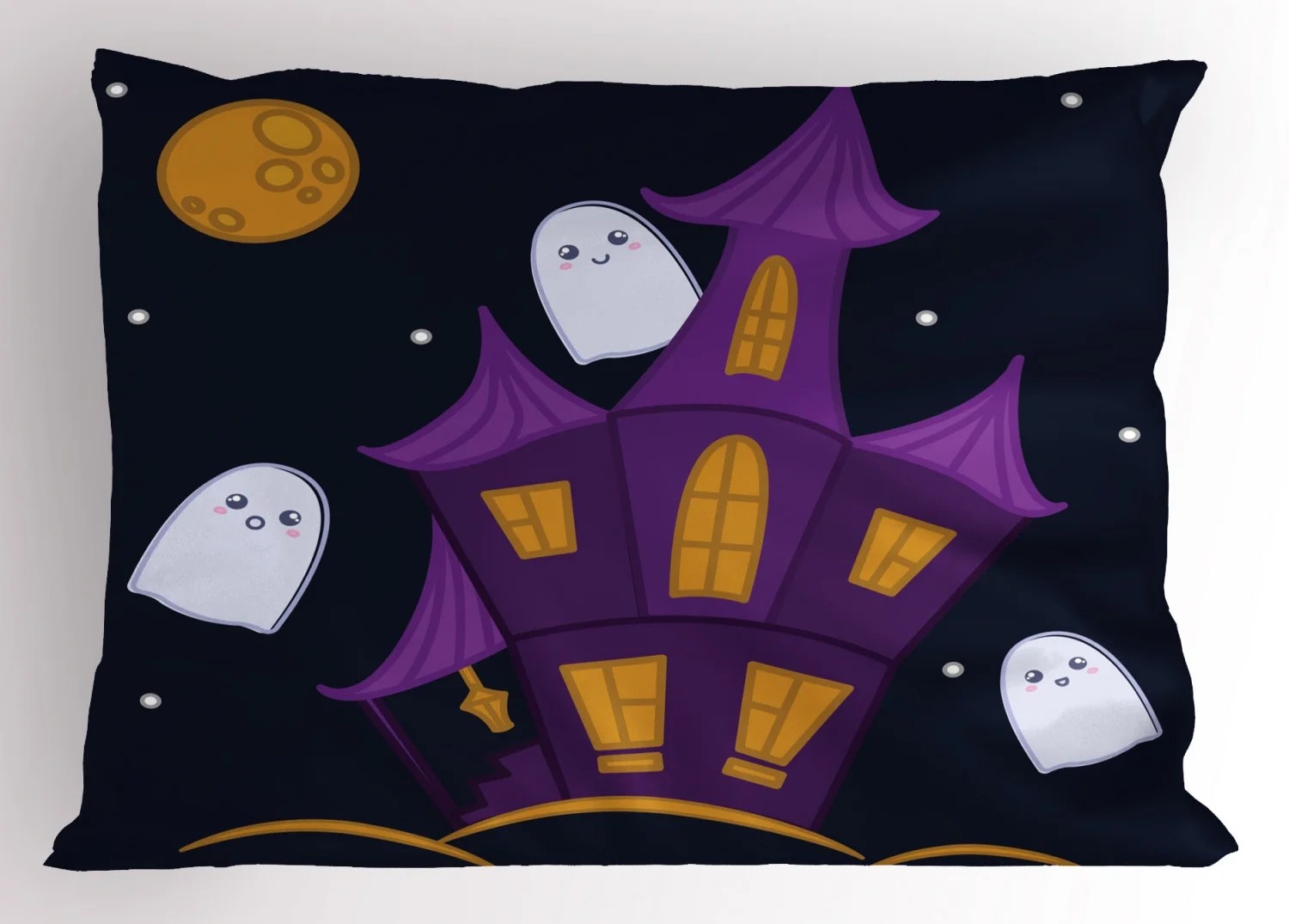 Ghost Pillow Sham, Dark Night Haunted House with Ghosts Halloween