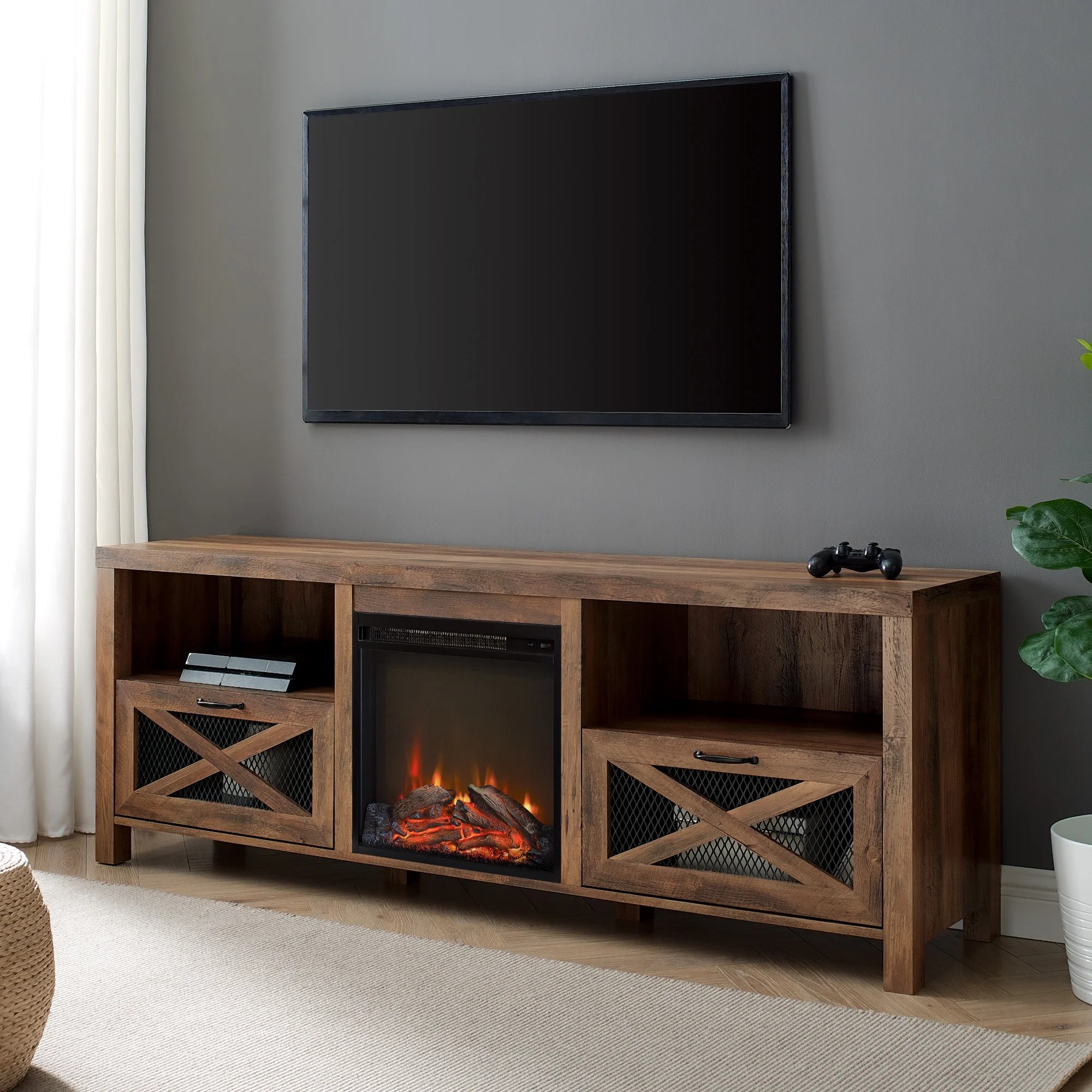 Buy Manor Park Fireplace TV Stand for TVs up to 80, Reclaimed Barn wood