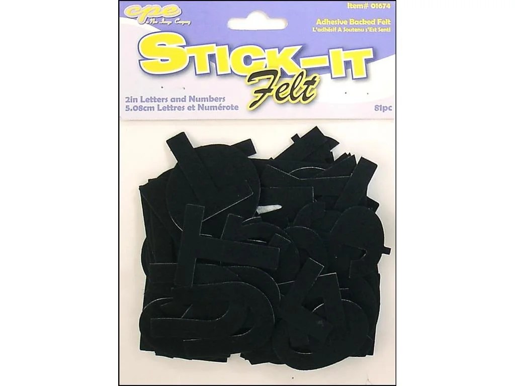 CPE Stick It Felt Letters & Numbers 2" Black