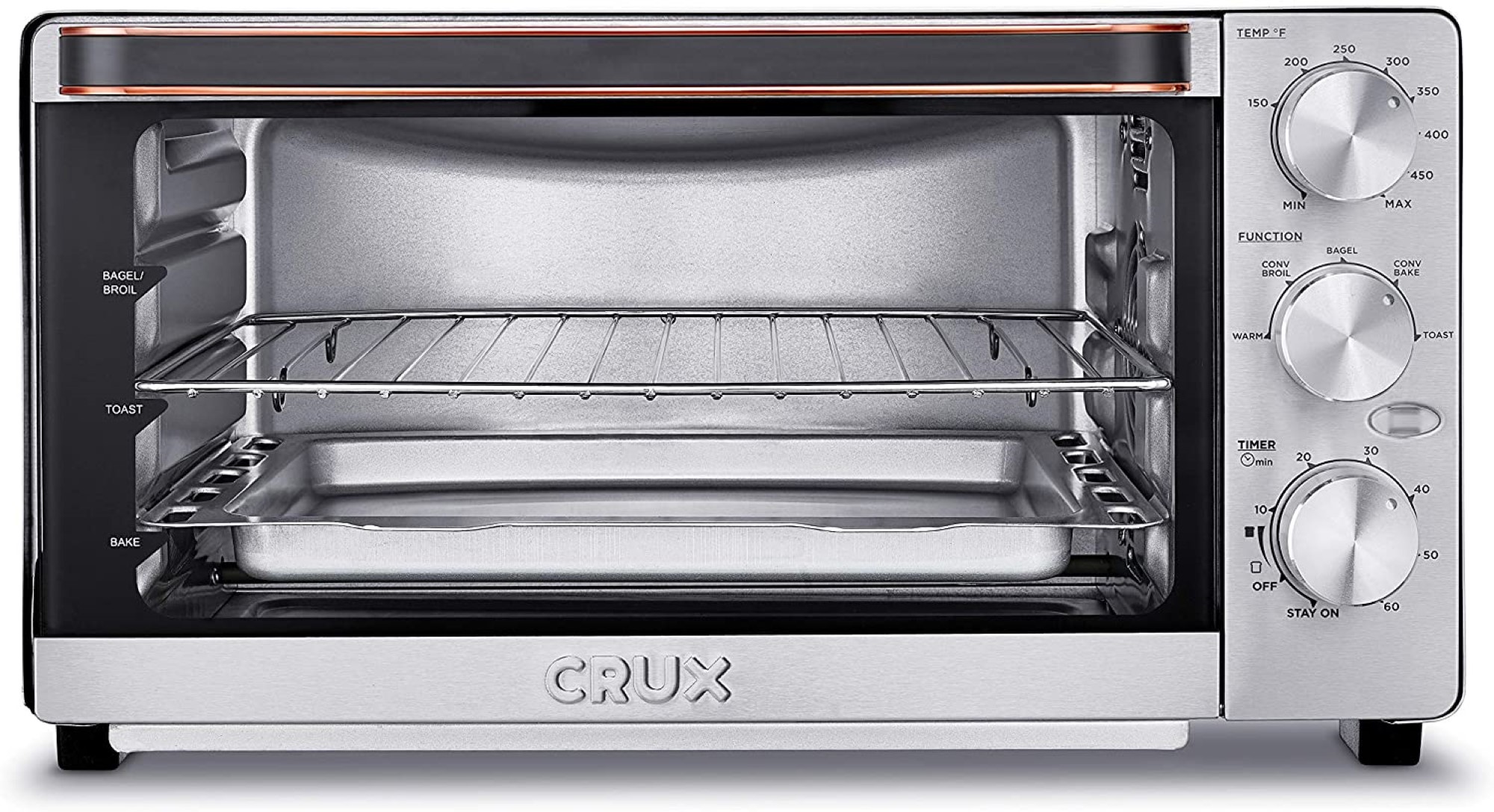 CRUX CRX14543 6Slice Convection Toaster Oven with Adjustable Grill