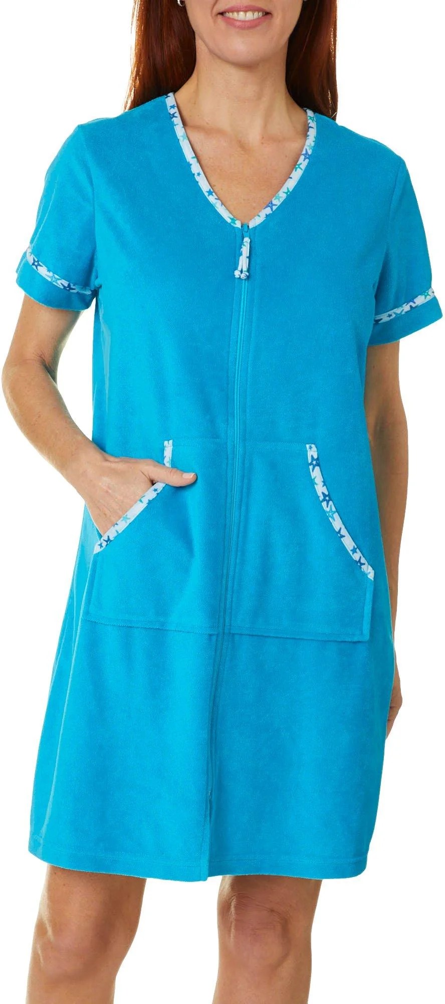 Coral Bay Coral Bay Womens Starfish Trim Zip Up Bath Robe Walmart