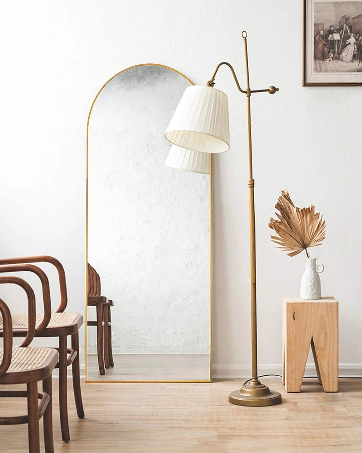 TinyTimes 65''x22'' Arched Full Length Mirror, Floor Mirror with Stand