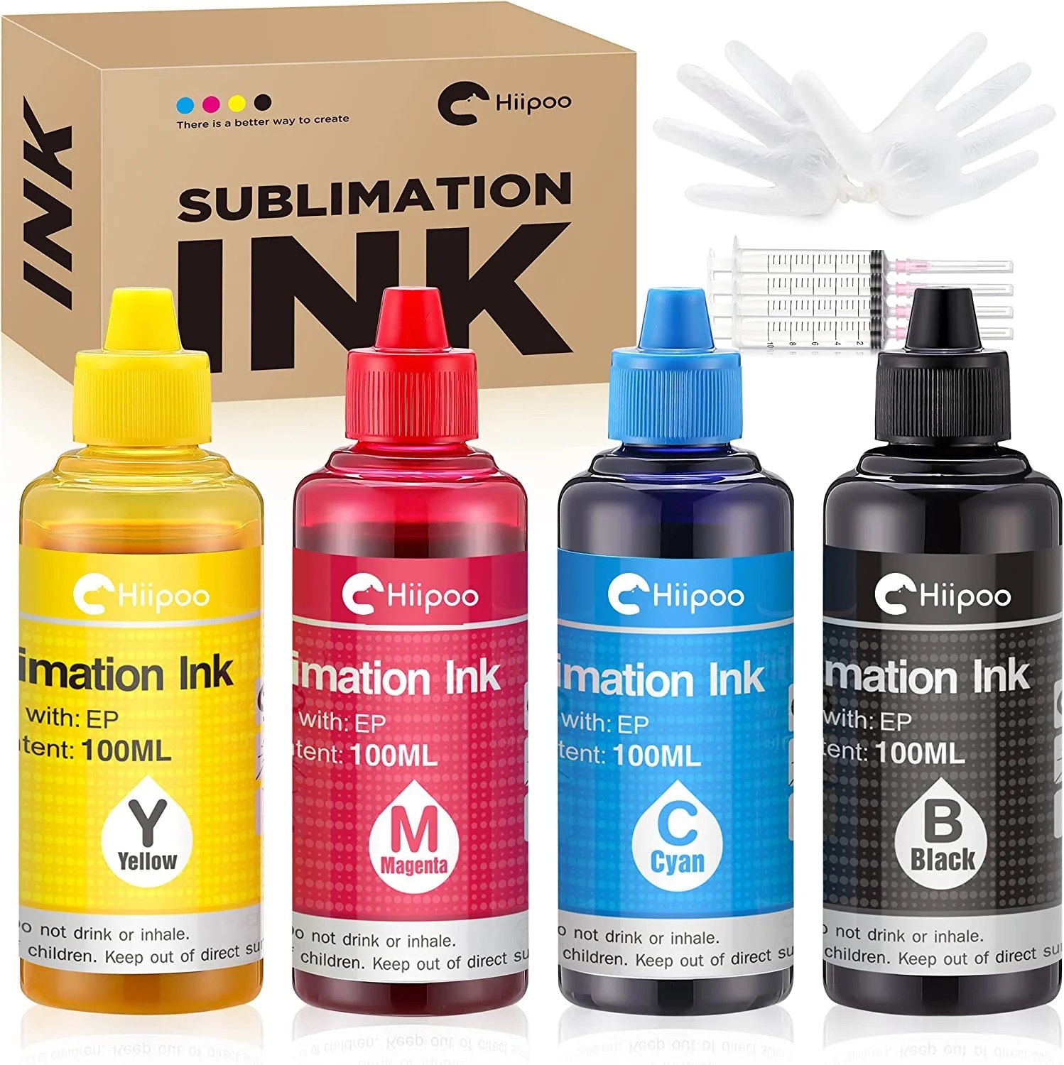 Hiipoo Sublimation Ink Refilled Bottles Work with Epson WF7710 ET2720