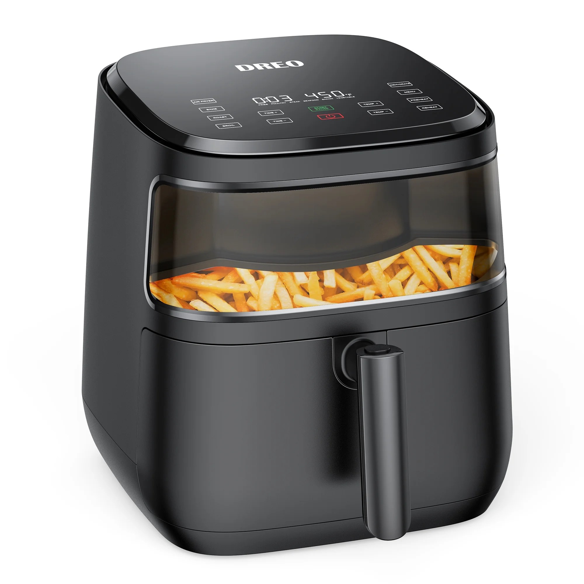 Dreo Air Fryer, Visible Window, Oilless Electric Cooker with 11 Cooking Functions, 6.8QT, 100