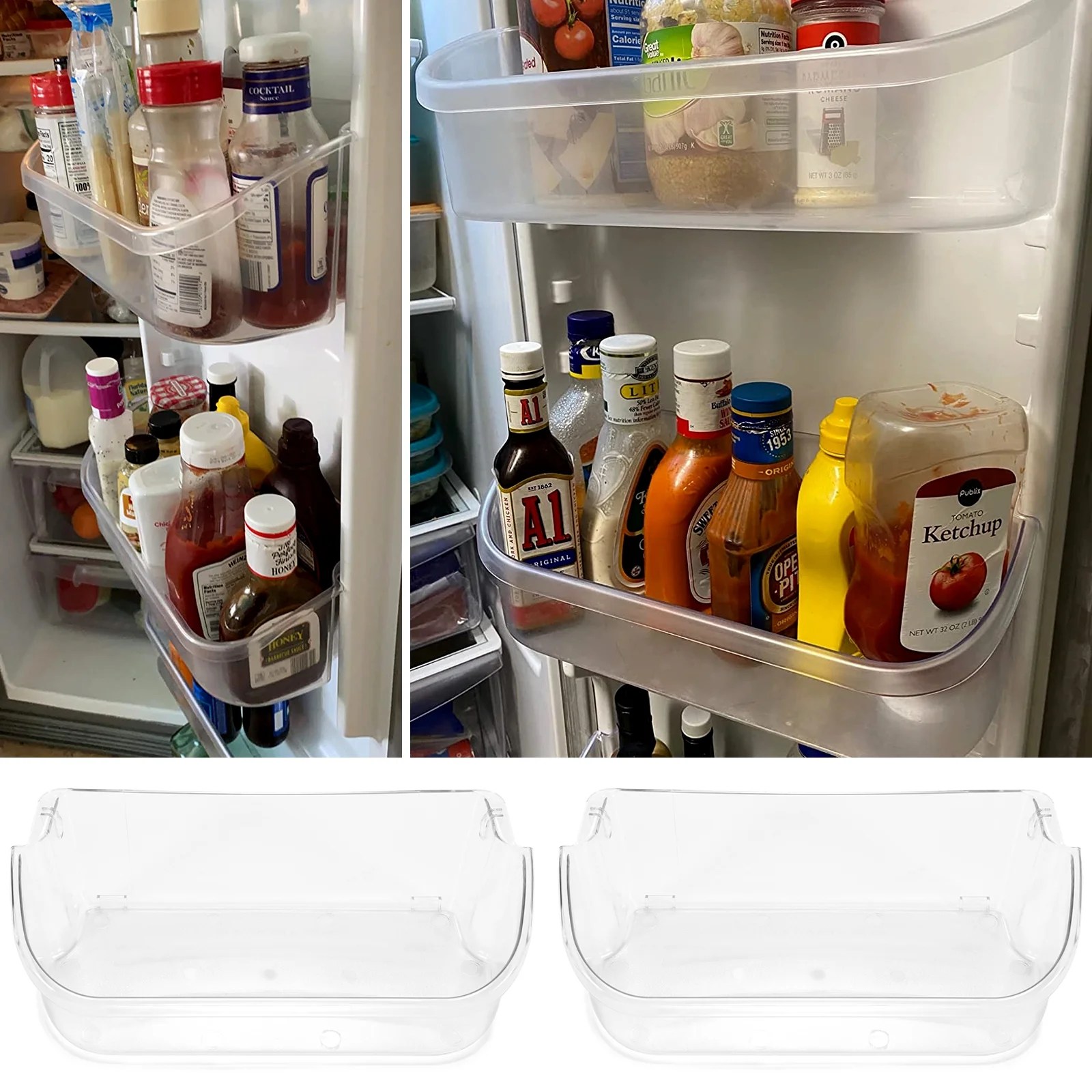HECASA Refrigerator Clear Gallon Door Bin Shelf 2 Pack Rep. 240356402