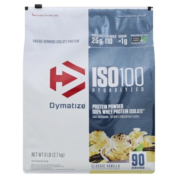 Dymatize ISO100 Hydrolyzed 100 Whey Protein Isolate Powder, Classic