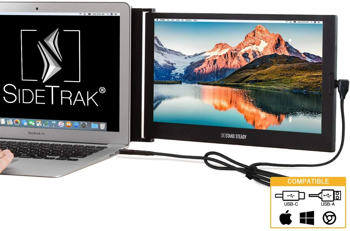 SideTrak Portable USB Monitor 12.5" Screen Attaches to Your Laptop