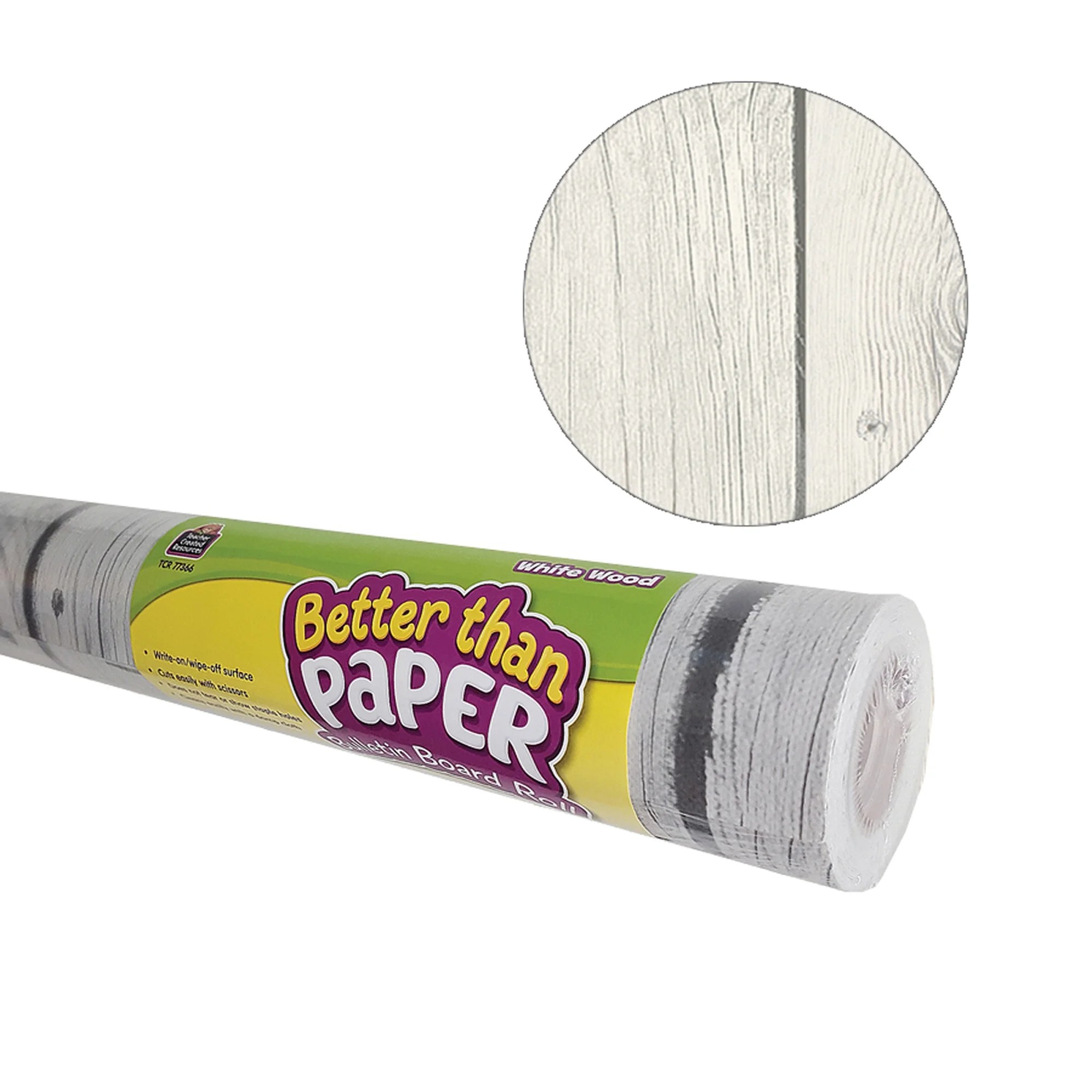 Better Than Paper Bulletin Board Roll, 4' x 12', White Wood, 4 Rolls